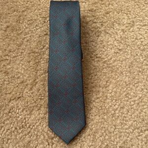 Elegant Teal and Rust Patterned Men's Tie